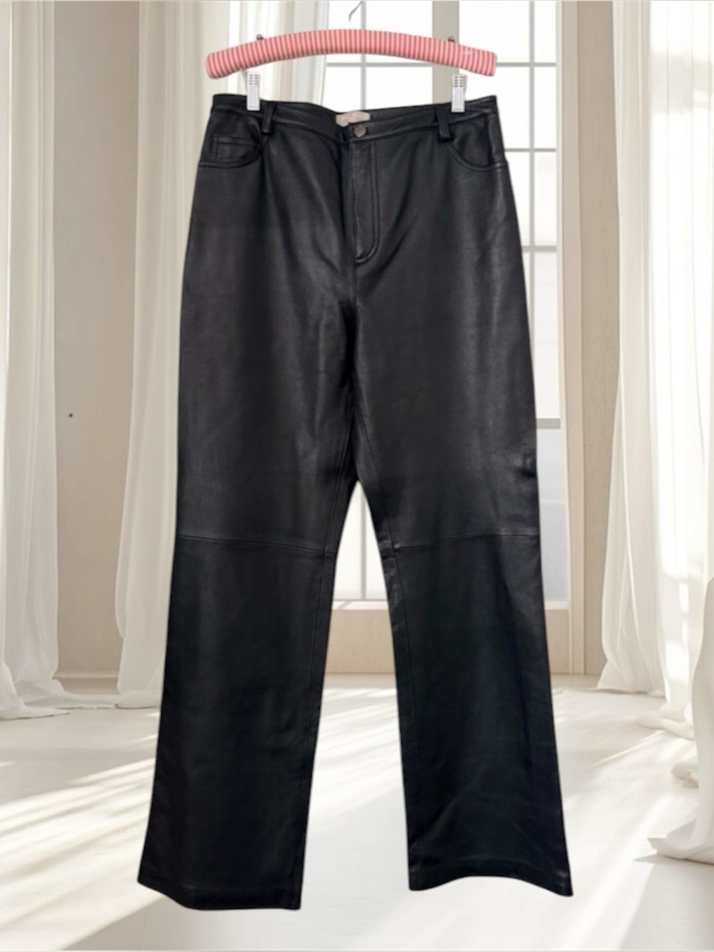 Kate Hill Black 100% Leather Pants Size 10